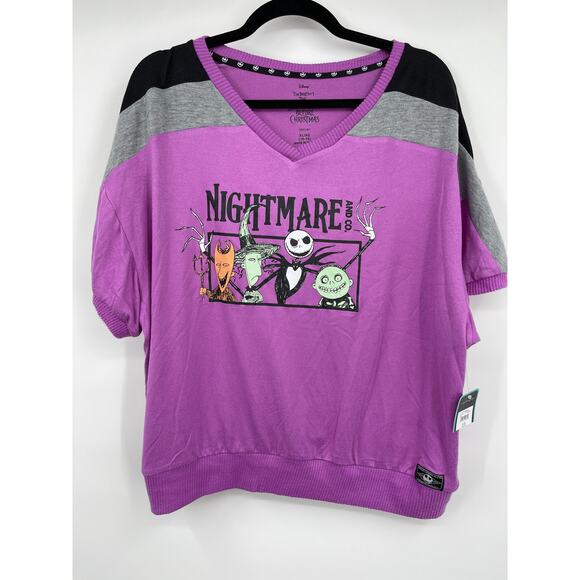 Disney The Nightmare Before Christmas Purple Tee Sleep Shirt Top XL NEW - Picture 10 of 11